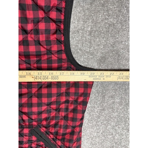 Old Navy Ribbed Collar Quilted Buffalo Plaid Zip Up Vest Womens Size Medium - Picture 10 of 11